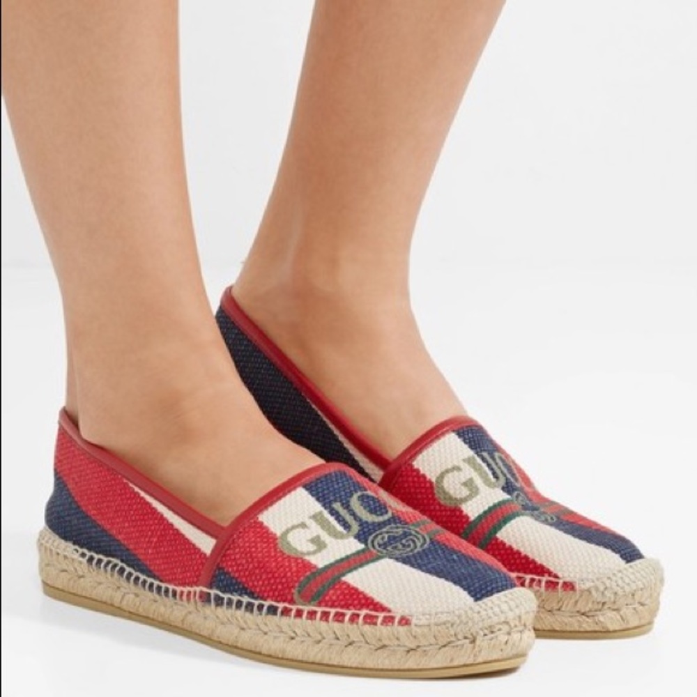 Mystic White/ Blue/ Red Sylvie Logo Stripe Canvas